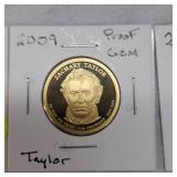 2009 $1 Tyler Proof Gem, Taylor Proof Gem, WH Harrison Proof Gem