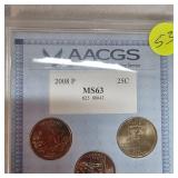 2008 P AACGS 25c MS63, Set of 5