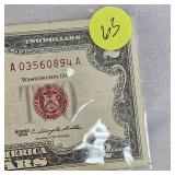 1928 G Series $2 US Red Seal Note & 1963  $2 Red Seal Note