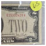 1928 G Series $2 US Red Seal Note & 1963  $2 Red Seal Note