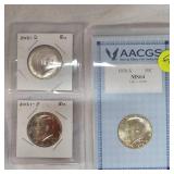 2-1976 S 50c AACGS MS64 & 2021P,2021 D 50c BU