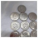 Lot of 10 Ikes $1 Coins, 71,71,72,74,77,77,78,76,76,76
