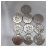 Lot of 10 Ikes $1 Coins, 71,71,72,74,77,77,78,76,76,76