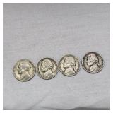 1943,44,44,45 Silver Nickels(4)