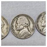 1943,44,44,45 Silver Nickels(4)