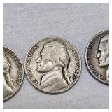 1943,44,44,45 Silver Nickels(4)