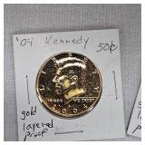 2-2004 Kennedy 50c 24Kt Layered Proof Coins