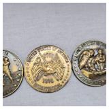 1776-1976 Brass Coin Set of Liberty, 4 Coins