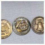 1776-1976 Brass Coin Set of Liberty, 4 Coins