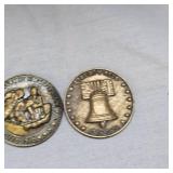 1776-1976 Brass Coin Set of Liberty, 4 Coins