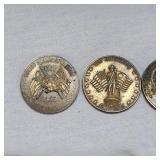 1776-1976 Brass Coin Set of Liberty, 4 Coins