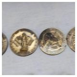 1776-1976 Brass Coin Set of Liberty, 4 Coins