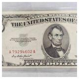 1953 $5 US Note Red Seal B UNC