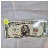 1963 $5 US Note Red Seal B UNC