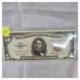 1963 $5 US Note Red Seal B UNC