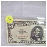 1963 $5 US Note Red Seal B UNC