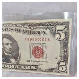 1963 $5 US Note Red Seal B UNC