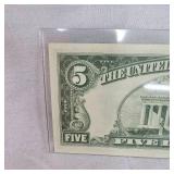 1963 $5 US Note Red Seal B UNC