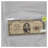 1929 $5 Milwaukee, WI, National Note