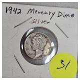 1940 and 1942 Mercury Silver 10c