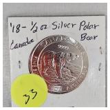 2018 Canada 1/2 oz Silver Polar Bear