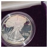 1987-S INC Silver Eagle 1oz in case with COA