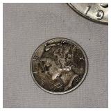 1962 Roosevelt 10c, 1936 Mercury 10c, 1972 Ike Silver Dollar