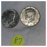 1968,1969 40% Silver Kennedy 50c