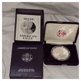 1992 UNC Silver Eagle Proof 1oz in case with COA