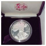 1992 UNC Silver Eagle Proof 1oz in case with COA
