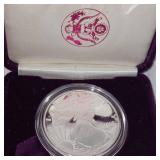 1992 UNC Silver Eagle Proof 1oz in case with COA
