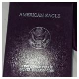 1992 UNC Silver Eagle Proof 1oz in case with COA