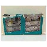 2 FOSTER GRANT DESIGN OPTICS +2.00 READING GLASSES