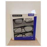 2 FOSTER GRANT DESIGN OPTICS +2.50 READING GLASSES