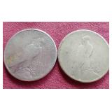 (2) Lower Grade Peace Dollars - 1922 & 1923