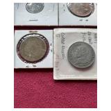 (10) Vintage Foreign Coins in Flips