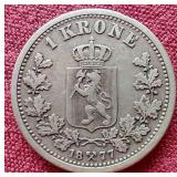 1877 Norway Silver 1 Krone