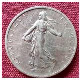 1919 France Silver 1 Franc Coin