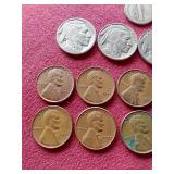 Small Mixed Lot of U.S. Coins - Mercury, Buffalo, Wheats, Etc