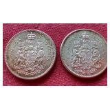 (2) 80% Silver Canada Half Dollars