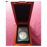 Awesome 2012-S Silver Eagle - ANACS MS70 With Beautiful Wood Case