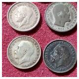 (7) Small Silver Coins - Mostly British 3 Pence