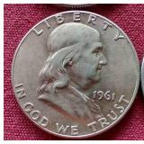 (4) Franklin Half Dollars - 1960, 1960-D, 1961, 1961-D