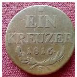 1816 Austrian 1 Kreuzer Coin