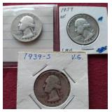 (3) Washington Silver Quarters