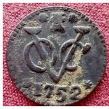 1752 Netherlands East Indies 1 Duit "New York Penny" - Very Nice!