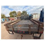 2007 White Chevy 3500 Diesel truck, flatbed with side rails, rack extending over the cab