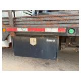 2007 White Chevy 3500 Diesel truck, flatbed with side rails, rack extending over the cab