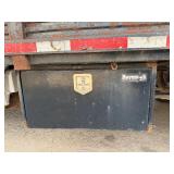 2007 White Chevy 3500 Diesel truck, flatbed with side rails, rack extending over the cab