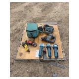 Pallet of power tools: Bosch & Dewalt Angle Grinders, Bosch & Makita rotary hammers, Makita drivers